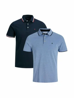 Jack & Jones Poloshirts<Herren Poloshirt - 2er Pack Paulos - Slim Fit hellblau uni