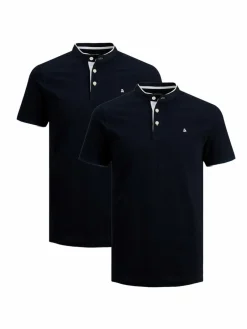 Jack & Jones Poloshirts<Herren Poloshirt - 2er Pack Paulos Mao blau uni