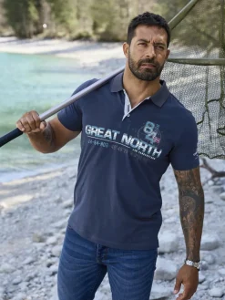 Jan Vanderstorm Poloshirts<Herren Poloshirt - GIZUR royal blau bedruckt