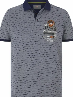 Jan Vanderstorm Poloshirts<Herren Poloshirt - HALVESEN blau bedruckt