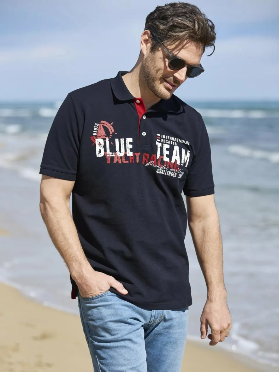 BABISTA Poloshirts<Herren Poloshirt - TATOLETTI blau bedruckt