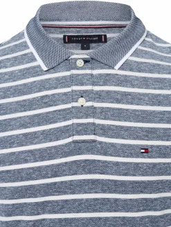 Tommy Hilfiger Poloshirts<Herren Poloshirt mit Leinen-Anteil marine weiß gestreift
