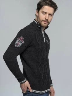 Carisma Pullover & Strickjacken<Herren Pullover schwarz uni