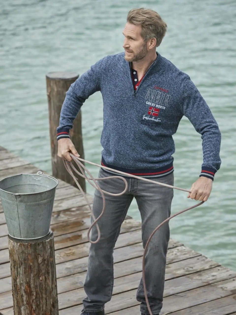 Jan Vanderstorm Pullover & Strickjacken<Herren Pullover - CAJETAN blau bedruckt
