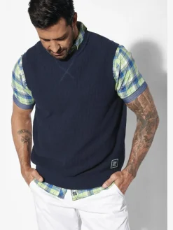 Jan Vanderstorm Pullover & Strickjacken<Herren Pullunder - URVA blau uni