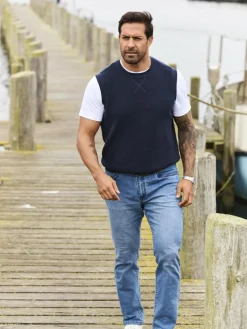 Jan Vanderstorm Pullover & Strickjacken<Herren Pullunder - URVA blau uni