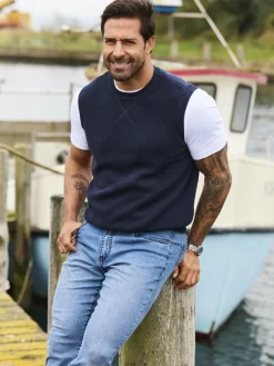 Jan Vanderstorm Pullover & Strickjacken<Herren Pullunder - URVA blau uni