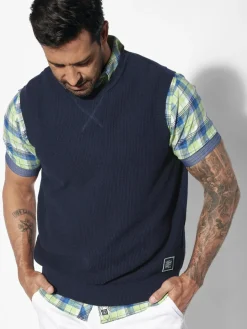 Jan Vanderstorm Pullover & Strickjacken<Herren Pullunder - URVA blau uni