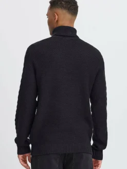 BLEND Pullover & Strickjacken<Herren Rollkragenpullover - BHBASIM schwarz strukturiert