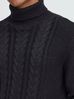 BLEND Pullover & Strickjacken<Herren Rollkragenpullover - BHBASIM schwarz strukturiert