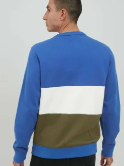 BLEND Sweatshirts & Sweatjacken<Herren Rundhalspullover blau gemustert