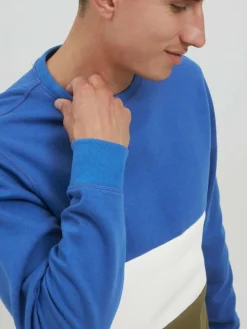 BLEND Sweatshirts & Sweatjacken<Herren Rundhalspullover blau gemustert