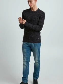 11 Project Pullover & Strickjacken<Herren Rundhalspullover - PRAlaric schwarz meliert