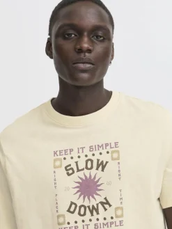 BLEND Shirts<Herren Rundhalsshirt - BHJOEY beige bedruckt