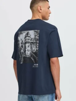 Solid Shirts<Herren Rundhalsshirt - SDBILOP blau bedruckt