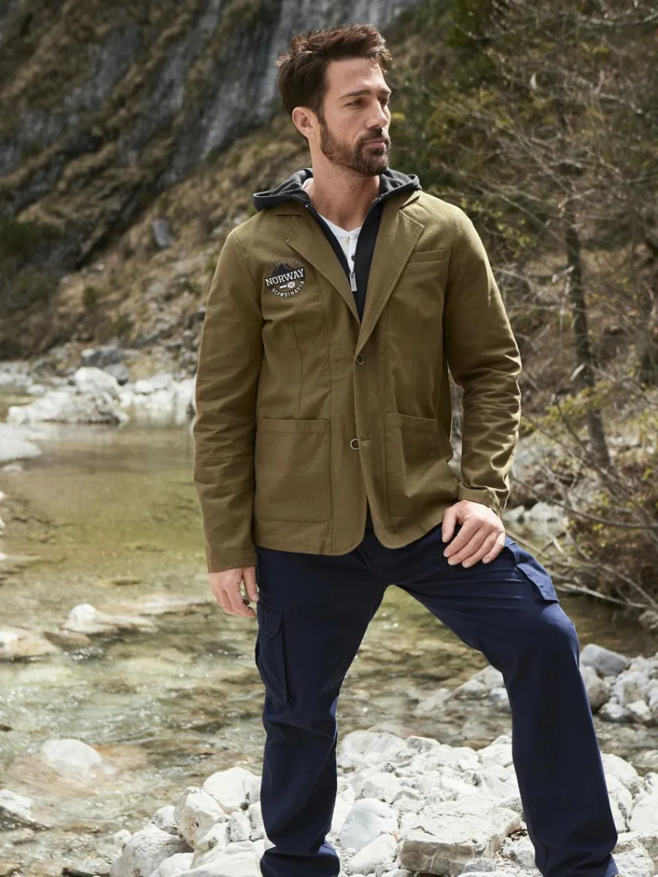 Jan Vanderstorm Sakkos<Herren Sakko - MARINUS oliv bedruckt