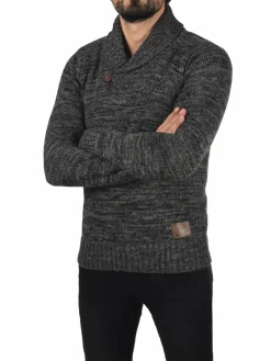 Solid Pullover & Strickjacken<Herren Schalkragenpullover - SDPhil schwarz gemustert