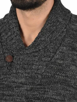 Solid Pullover & Strickjacken<Herren Schalkragenpullover - SDPhil schwarz gemustert