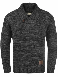 Solid Pullover & Strickjacken<Herren Schalkragenpullover - SDPhil schwarz gemustert