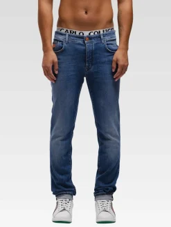 Carlo Colucci Jeans<Herren Slim-fit-Jeans - MIAMI blau uni