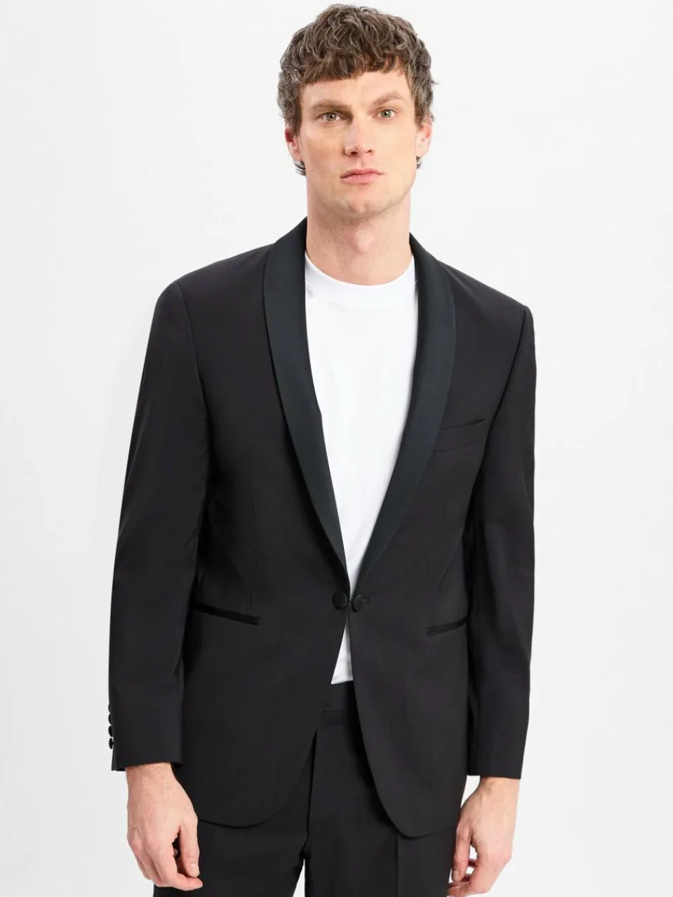Digel Baukasten-Anzüge|Anzüge<Herren Smoking-Baukasten-Sakko aus Schurwolle - Jarod schwarz uni
