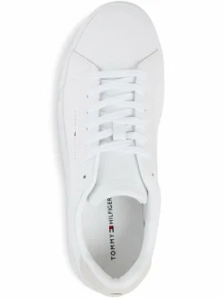 Tommy Hilfiger Freizeit-Schuhe|Sneaker<Herren Sneaker aus Leder - Court weiß uni