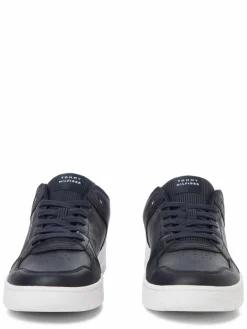 Tommy Hilfiger Freizeit-Schuhe|Sneaker<Herren Sneaker mit Leder-Anteil marine uni