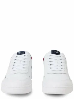 Tommy Hilfiger Freizeit-Schuhe|Sneaker<Herren Sneaker mit Leder-Anteil weiß bordeaux uni