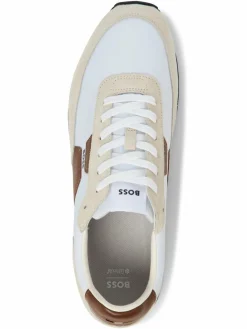 BOSS Freizeit-Schuhe|Sneaker<Herren Sneaker mit Leder-Anteil - Parkour Runn weiß uni