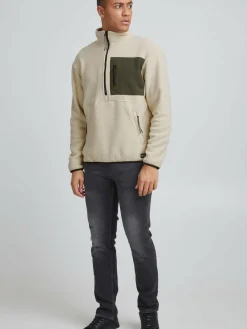 BLEND Sweatshirts & Sweatjacken<Herren Stehkragenpullover beige uni