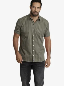 Jan Vanderstorm Hemden<Herren Streifenhemd - PERTTU oliv gestreift