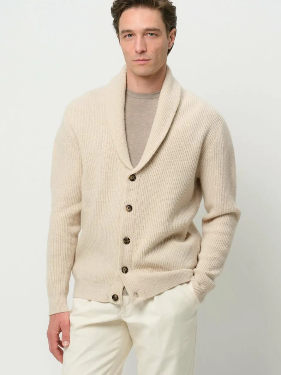 Profuomo Pullover & Strickjacken<Herren Strickjacke weiß uni