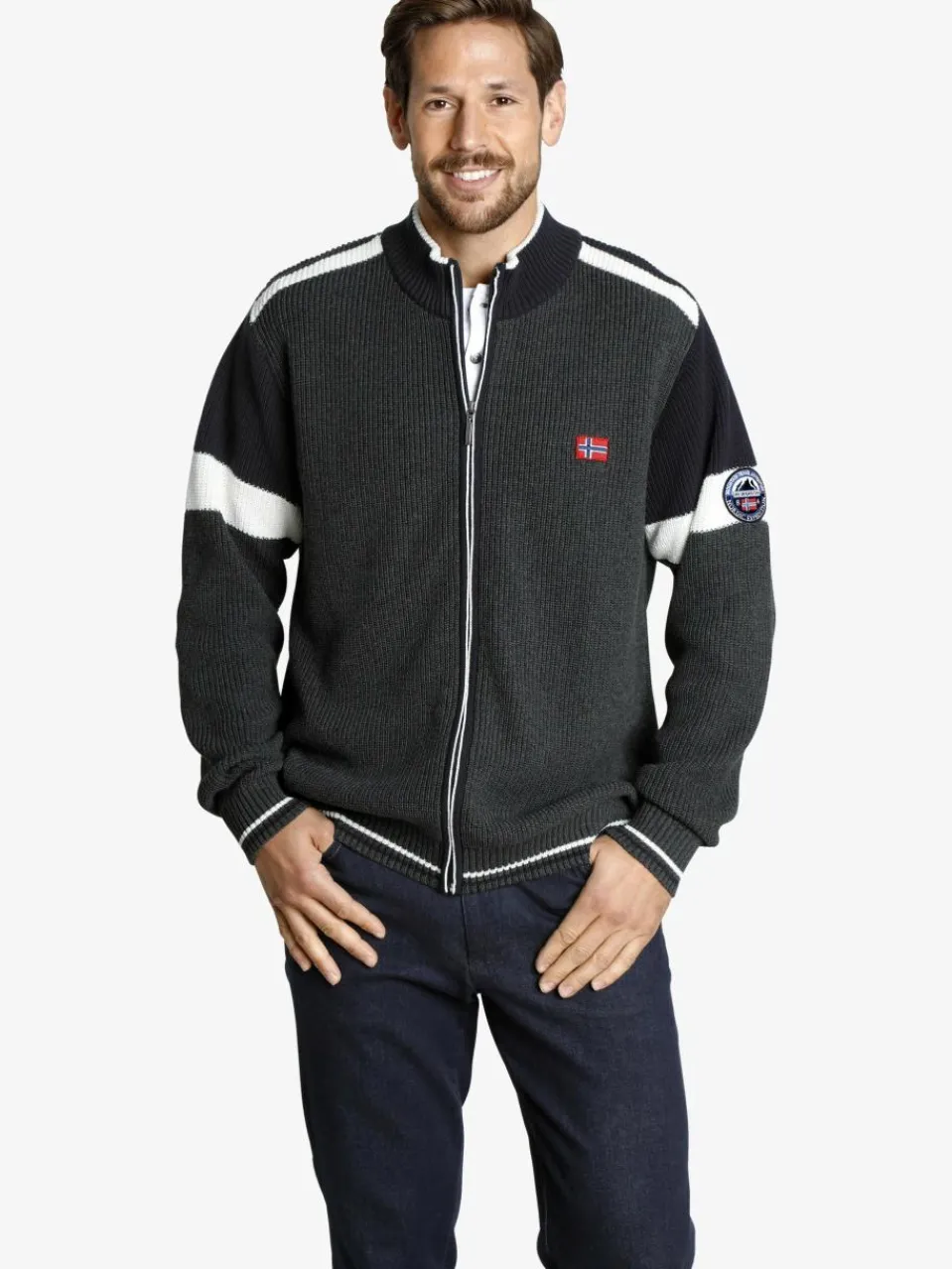 Jan Vanderstorm Pullover & Strickjacken<Herren Strickjacke - ANVE grau gemustert