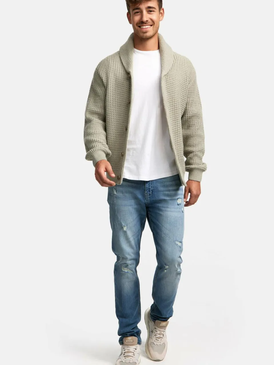 Indicode Pullover & Strickjacken<Herren Strickjacke - INBrandox beige grau uni