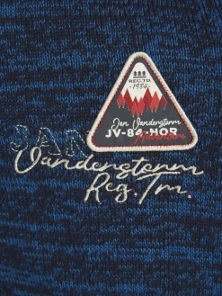 Jan Vanderstorm Mützen & Caps<Herren Strickjacke mit Mütze - APKE blau bedruckt