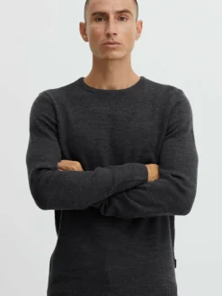 BLEND Pullover & Strickjacken<Herren Strickpullover anthrazit gemustert