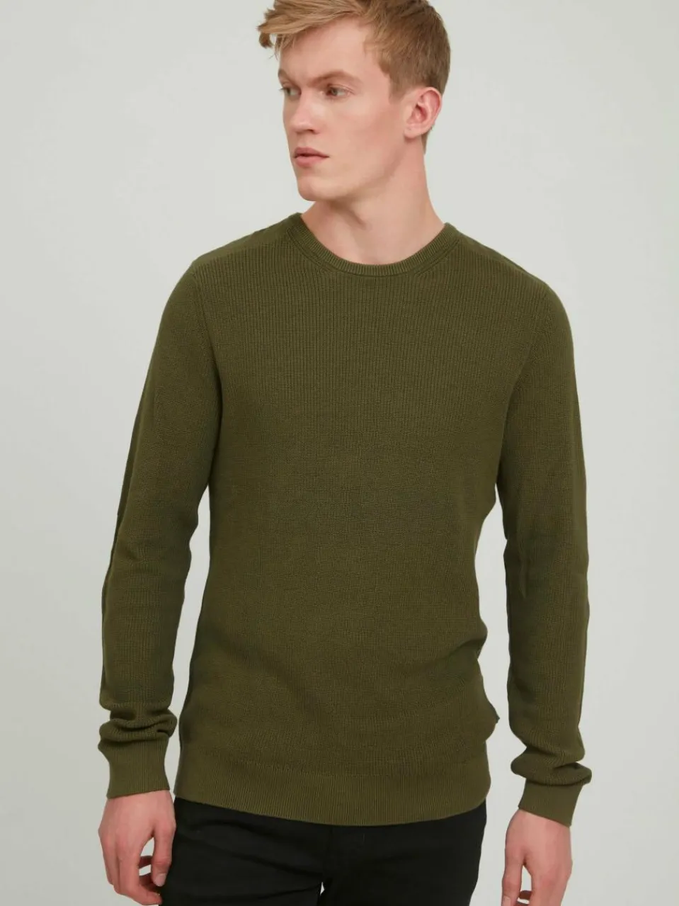 BLEND Pullover & Strickjacken<Herren Strickpullover grün uni