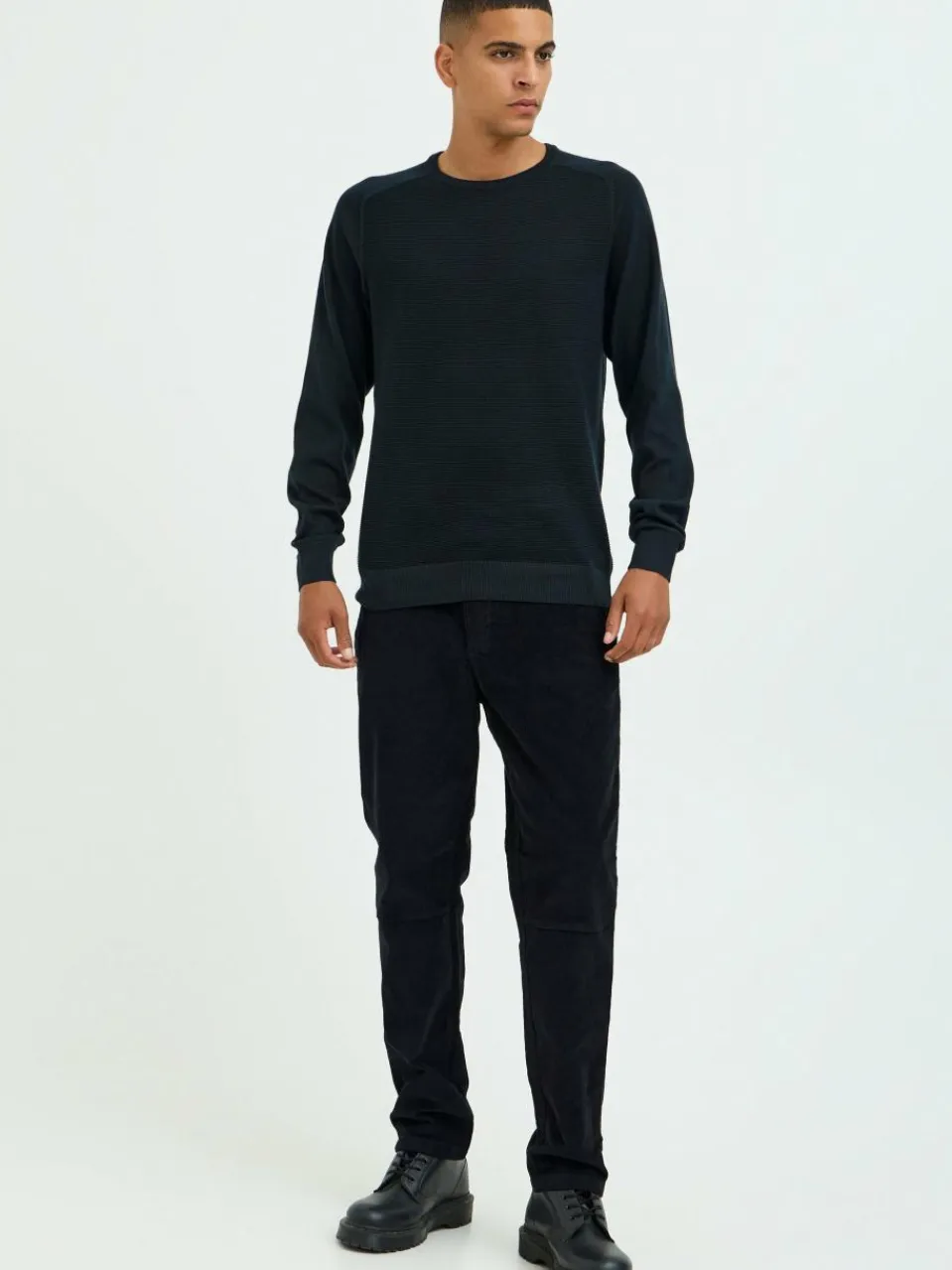 BLEND Pullover & Strickjacken<Herren Strickpullover schwarz strukturiert