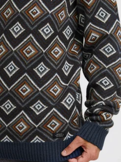 BLEND Pullover & Strickjacken<Herren Strickpullover blau gemustert