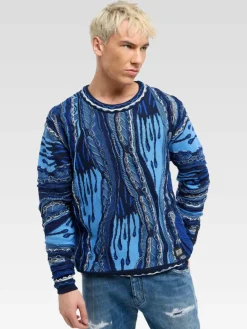 Carlo Colucci Pullover & Strickjacken<Herren Strickpullover - Ernandes blau gemustert