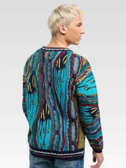 Carlo Colucci Pullover & Strickjacken<Herren Strickpullover - Ernandes türkis gemustert