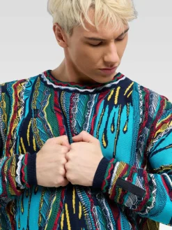 Carlo Colucci Pullover & Strickjacken<Herren Strickpullover - Ernandes türkis gemustert