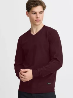 BLEND Pullover & Strickjacken<Herren Strickpullover - BHBRUTON V-neck aubergine meliert
