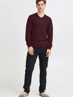 BLEND Pullover & Strickjacken<Herren Strickpullover - BHBRUTON V-neck aubergine meliert