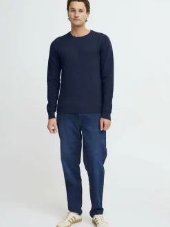 BLEND Pullover & Strickjacken<Herren Strickpullover - BHREDHILL blau strukturiert