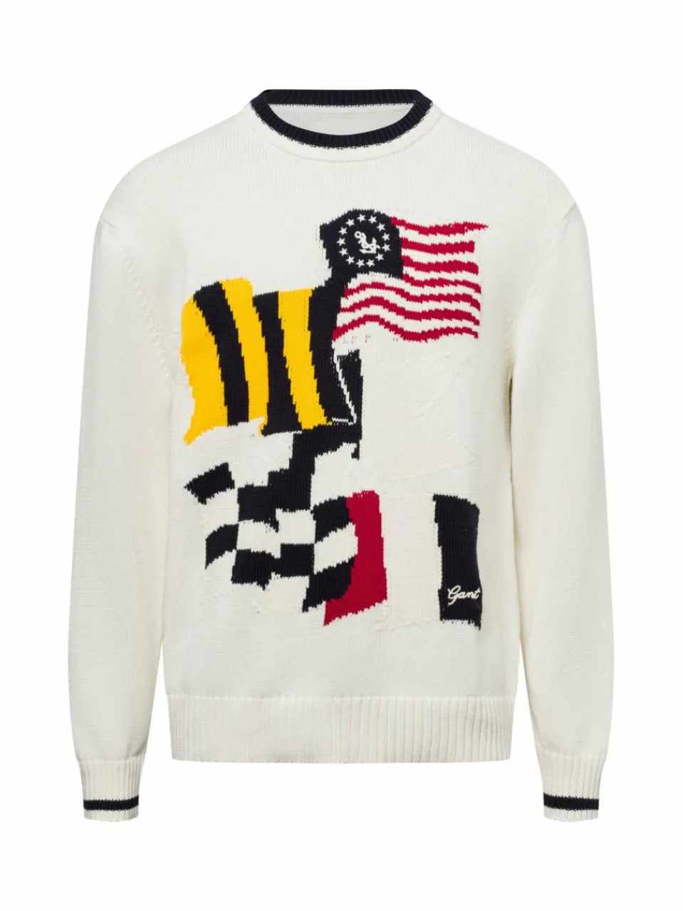 Herren Gant Pullover & Strickjacken>Herren Strickpullover - FLAG INTARSIA C NECK