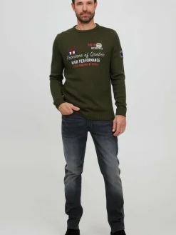 FQ1924 Pullover & Strickjacken<Herren Strickpullover - FQErlo grün bedruckt