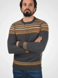 Indicode Pullover & Strickjacken<Herren Strickpullover - IDLurdes anthrazit gemustert