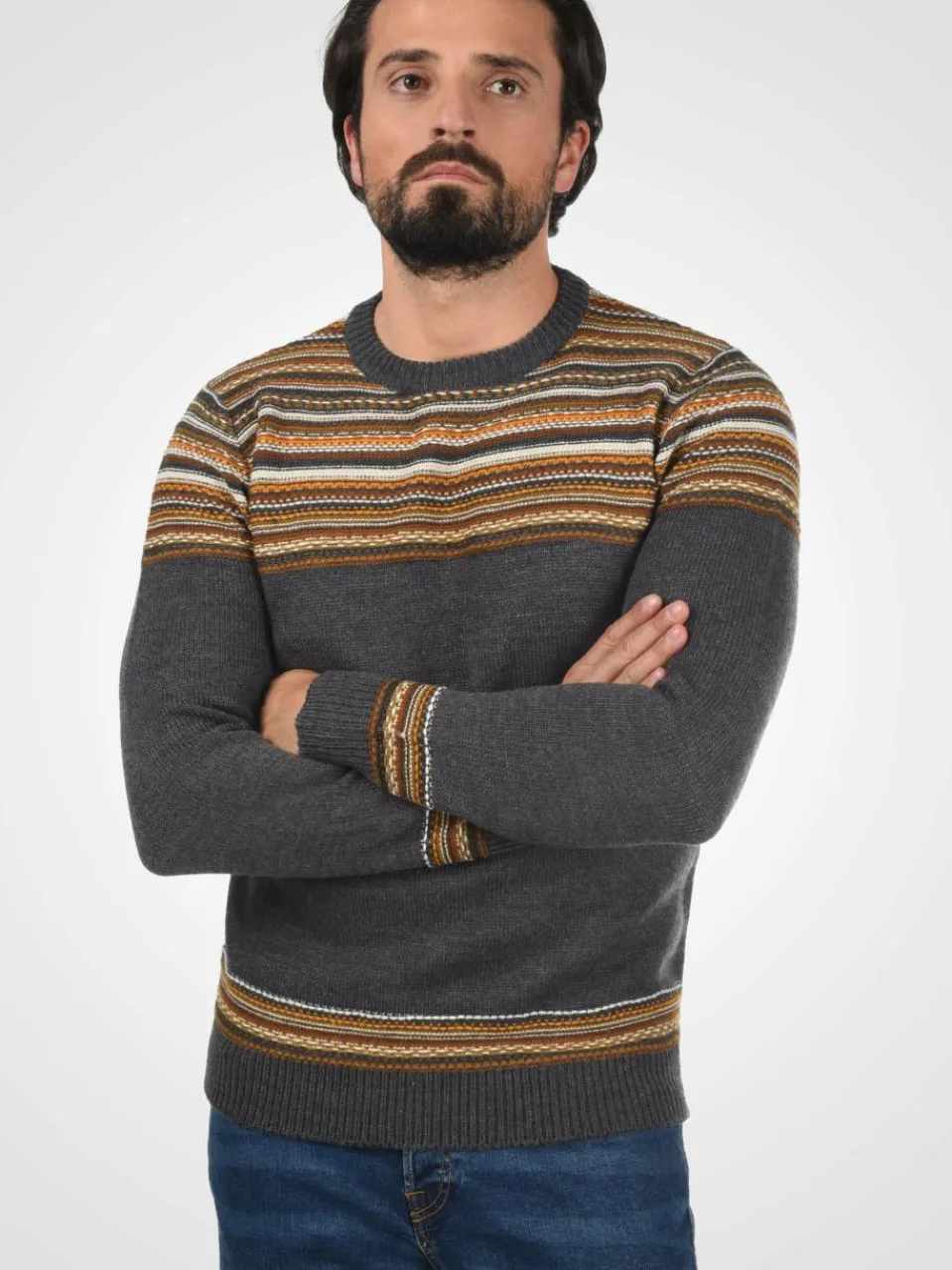 Indicode Pullover & Strickjacken<Herren Strickpullover - IDLurdes anthrazit gemustert