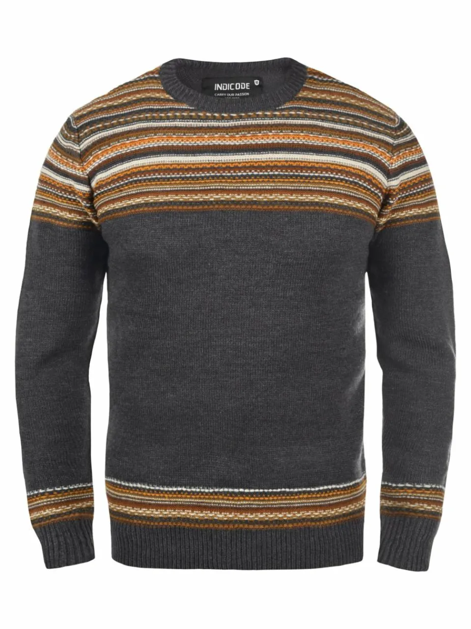 Indicode Pullover & Strickjacken<Herren Strickpullover - IDLurdes anthrazit gemustert